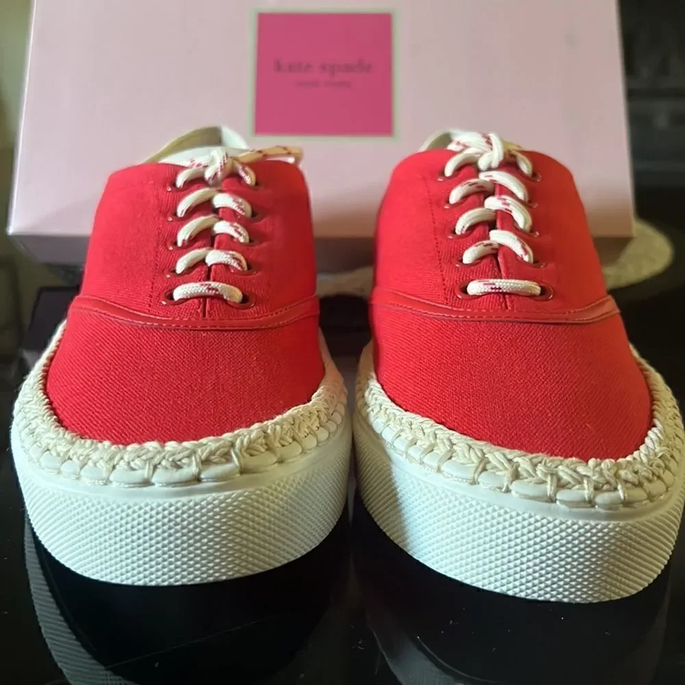 KATE SPADE espadrille lace sneakers coral rose 7.5